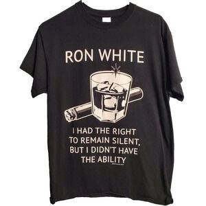 Gildan Mens Ron White Black Tshirt Medium‎ Cotton Short Sleeve Booze Cigar